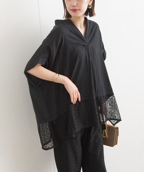 terrace(テラス)の「レースヘムスキッパーブラウス(シャツ/ブラウス・レディース・オフホワイト/ブラック・MEDIUM)」の11枚目の写真