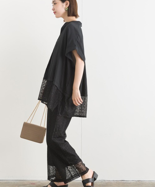 terrace(テラス)の「レースヘムスキッパーブラウス(シャツ/ブラウス・レディース・オフホワイト/ブラック・MEDIUM)」の5枚目の写真