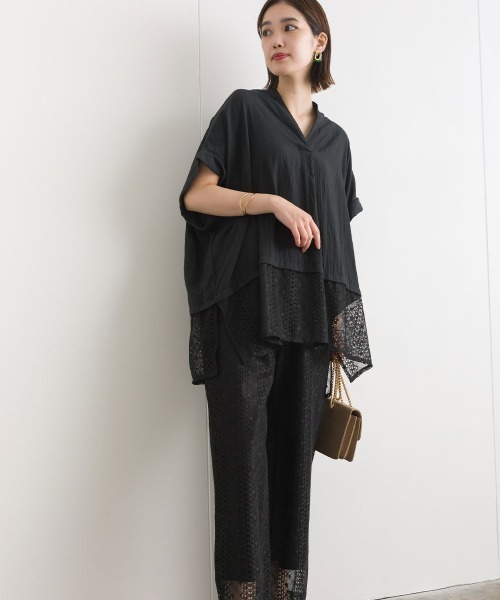 terrace(テラス)の「レースヘムスキッパーブラウス(シャツ/ブラウス・レディース・オフホワイト/ブラック・MEDIUM)」の7枚目の写真