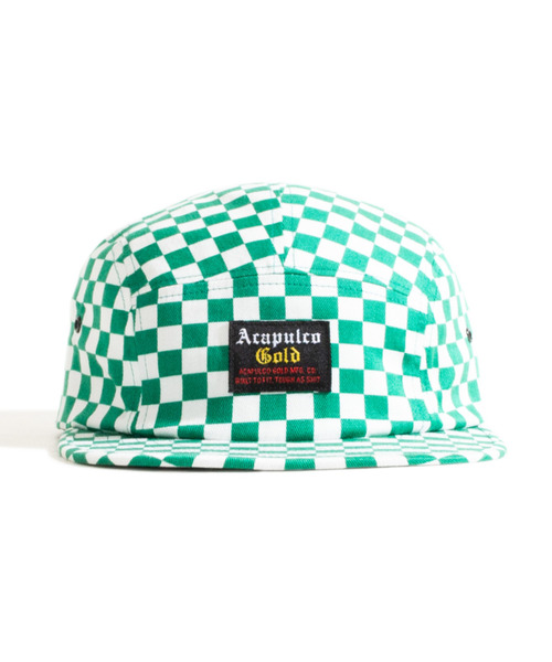 ACAPULCO GOLD(アカプルコゴールド)の「ACAPULCO GOLD / CHECKERBOARD CAMP CAP(キャップ・メンズ・ブラック/グリーン・ONE SIZE)」の3枚目の写真