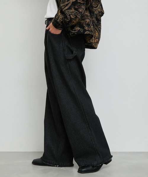 JUNRED（ジュンレッド）の「1タックペインターフリンジワイドデニムパンツ（デニムパンツ・メンズ・ブラック/ブルー系その他4・L/M/S）」の5枚目の写真