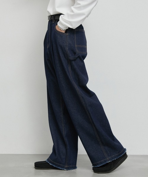 JUNRED（ジュンレッド）の「1タックペインターフリンジワイドデニムパンツ（デニムパンツ・メンズ・ブラック/ブルー系その他4・L/M/S）」の7枚目の写真