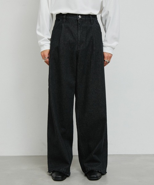 JUNRED（ジュンレッド）の「1タックペインターフリンジワイドデニムパンツ（デニムパンツ・メンズ・ブラック/ブルー系その他4・L/M/S）」の8枚目の写真