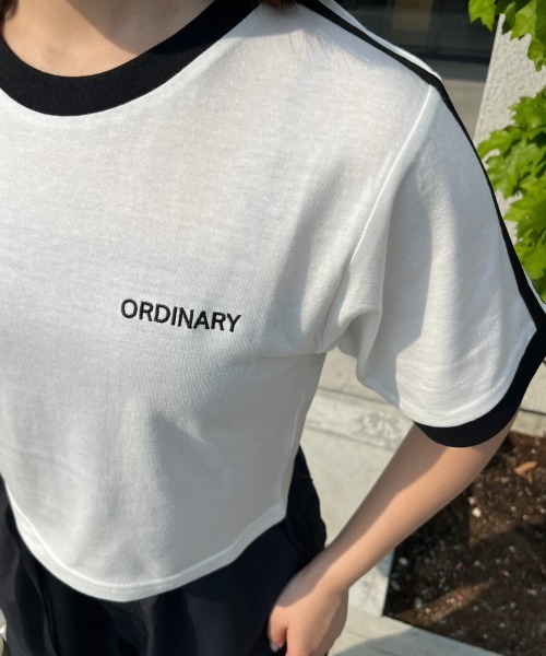 nemne store（ネンネストア）の「ライン入り刺繍リンガーTシャツ（Tシャツ/カットソー・レディース・オフホワイト/ネイビー・フリー）」の7枚目の写真