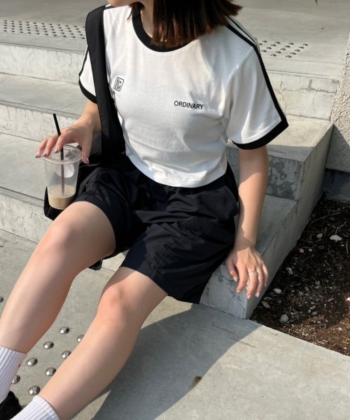 nemne store（ネンネストア）の「ライン入り刺繍リンガーTシャツ（Tシャツ/カットソー・レディース・オフホワイト/ネイビー・フリー）」の9枚目の写真