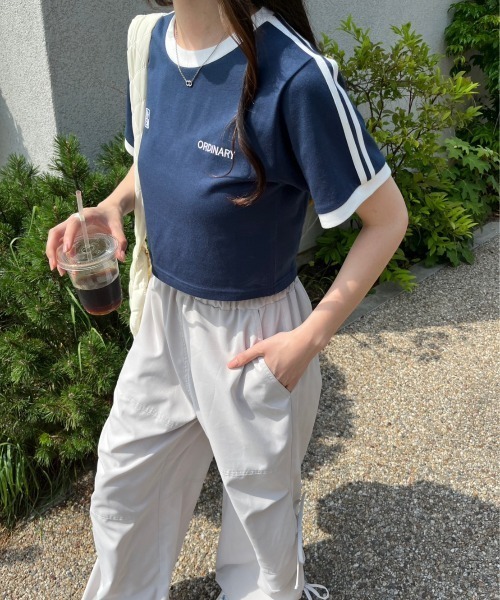 nemne store（ネンネストア）の「ライン入り刺繍リンガーTシャツ（Tシャツ/カットソー・レディース・オフホワイト/ネイビー・フリー）」の12枚目の写真