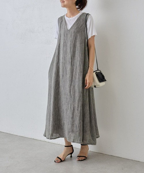 ビアズリー　新品未使用　リネンワンピース セール】リネンギャザーワンピ（ワンピース）｜BEARDSLEY