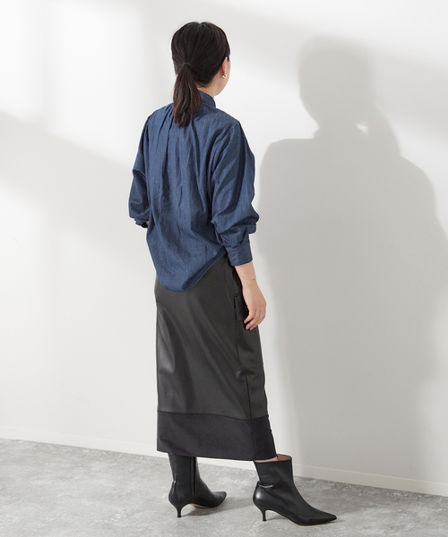 A PUPIL（アピューピル）の「《追加》《別注》【A PUPIL/ア ピューピル】デニムボウタイブラウス（シャツ/ブラウス・レディース・ブルー・FREE）」の4枚目の写真