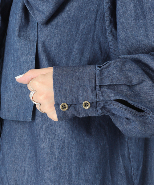 A PUPIL（アピューピル）の「《追加》《別注》【A PUPIL/ア ピューピル】デニムボウタイブラウス（シャツ/ブラウス・レディース・ブルー・FREE）」の14枚目の写真