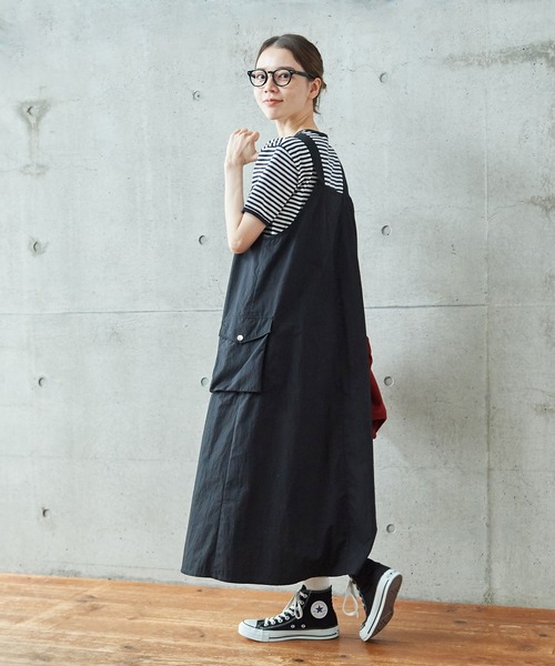 PAR ICI（パーリッシィ）の「コットンナイロンウェザー アーミーワンピース（ジャンパースカート・レディース・ブラック/ベージュ/ネイビー・FREE）」の12枚目の写真
