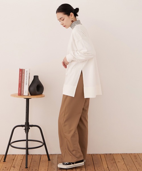 Fashion Letter（ファッションレター）の「【M-5L】ミニ裏毛 サイドスリットトレーナー（スウェット・レディース・チャコールグレー/オフホワイト/ブラック・M～Ｌ/4L～5L/LL～3L）」の4枚目の写真