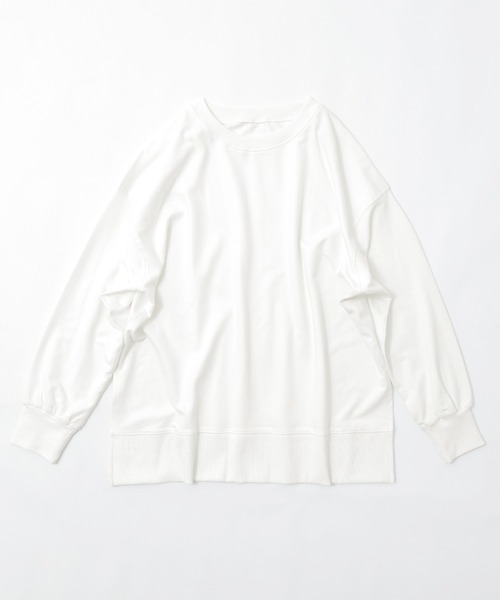 Fashion Letter（ファッションレター）の「【M-5L】ミニ裏毛 サイドスリットトレーナー（スウェット・レディース・チャコールグレー/オフホワイト/ブラック・M～Ｌ/4L～5L/LL～3L）」の7枚目の写真