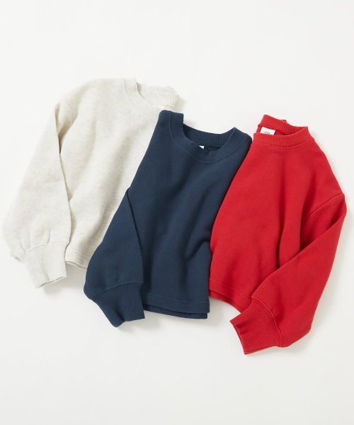 devirock（デビロック）の「無地 クロップド丈 スウェットトレーナー（スウェット・キッズ・オートミール/ダークネイビー/レッド系2・120cm/160cm/140cm/150cm/130cm/110cm/100cm）」の14枚目の写真