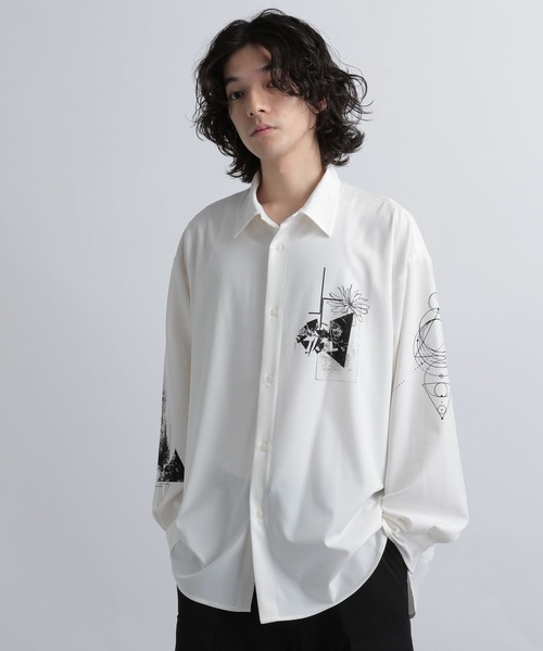 HARE ドローイングモチーフシャツ ブラック　完売品 HARE（ハレ）の「ドローイングモチーフシャツLS(HARE)（シャツ