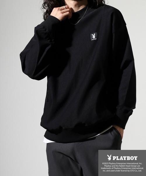 FUNALIVE(ファンアライブ)の「PLAYBOY スーパーストレッチハイネックトップス(Tシャツ/カットソー・メンズ・ブラック系/チャコールグレー・L/XL/M)」の1枚目の写真