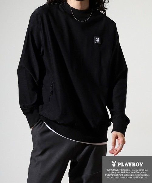 FUNALIVE(ファンアライブ)の「PLAYBOY スーパーストレッチハイネックトップス(Tシャツ/カットソー・メンズ・ブラック系/チャコールグレー・L/XL/M)」の3枚目の写真