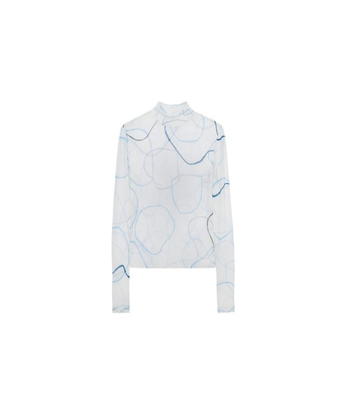 tageechita（タジチタ）の「【tageechita】シアープリントハイネックトップス（Tシャツ/カットソー・レディース・ホワイト・M/L/S）」の3枚目の写真