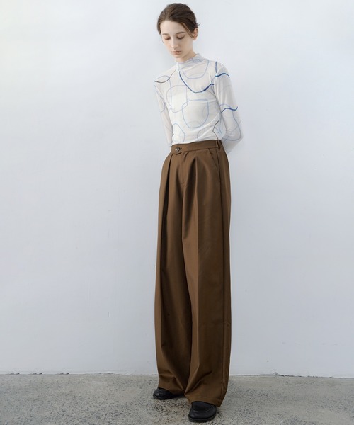 tageechita（タジチタ）の「【tageechita】シアープリントハイネックトップス（Tシャツ/カットソー・レディース・ホワイト・M/L/S）」の15枚目の写真