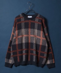 Total Pattern Shaggy Knit Pullover/総柄 ニット シャギー プルオーバー