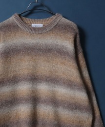 Total Pattern Shaggy Knit Pullover/総柄 ニット シャギー プルオーバー