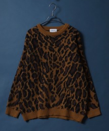 Total Pattern Shaggy Knit Pullover/総柄 ニット シャギー プルオーバー