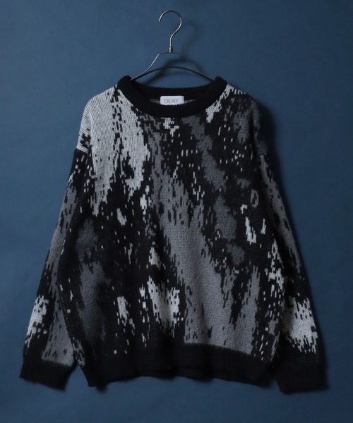 ANPAS（アンパス）の「Total Pattern  Shaggy Knit Pullover/総柄 ニット シャギー プルオーバー（ニット/セーター・メンズ・ブラック系その他/グリーン系その他/ブラウン系その他/イエロー系その他/グレー系その他/ブラック系その他2/ホワイト系その他/ベージュ系その他/ブルー系その他2/ブルー系その他/ブルー系その他3/ブルー系その他5/ブラック系その他4/グリーン系その他2/グレー系その他3/グレー系その他2/ブルー系その他4/ブラック系その他3/ベージュ系その他2・M/L/LL）」の4枚目の写真