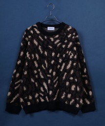 Total Pattern Shaggy Knit Pullover/総柄 ニット シャギー プルオーバー