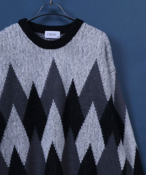 ANPAS（アンパス）の「Total Pattern  Shaggy Knit Pullover/総柄 ニット シャギー プルオーバー（ニット/セーター・メンズ・ブラック系その他/グリーン系その他/ブラウン系その他/イエロー系その他/グレー系その他/ブラック系その他2/ホワイト系その他/ベージュ系その他/ブルー系その他2/ブルー系その他/ブルー系その他3/ブルー系その他5/ブラック系その他4/グリーン系その他2/グレー系その他3/グレー系その他2/ブルー系その他4/ブラック系その他3/ベージュ系その他2・M/L/LL）」の8枚目の写真