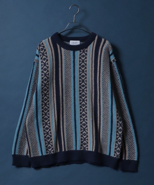 ANPAS（アンパス）の「Total Pattern  Shaggy Knit Pullover/総柄 ニット シャギー プルオーバー（ニット/セーター・メンズ・ブラック系その他/グリーン系その他/ブラウン系その他/イエロー系その他/グレー系その他/ブラック系その他2/ホワイト系その他/ベージュ系その他/ブルー系その他2/ブルー系その他/ブルー系その他3/ブルー系その他5/ブラック系その他4/グリーン系その他2/グレー系その他3/グレー系その他2/ブルー系その他4/ブラック系その他3/ベージュ系その他2・M/L/LL）」の15枚目の写真
