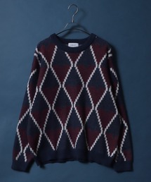 Total Pattern  Shaggy Knit Pullover/総柄 ニット シャギー プルオーバー
