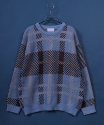Total Pattern  Shaggy Knit Pullover/総柄 ニット シャギー プルオーバー