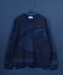 Total Pattern Shaggy Knit Pullover/総柄 ニット シャギー プルオーバー