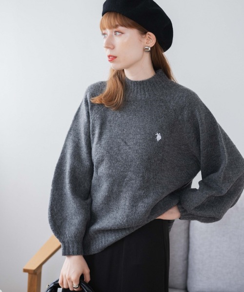 U.S. POLO ASSN.(ユーエスポロアッスン)の「∴WEGO/U.S. POLO ASSN. ハイネックセーター【WEB限定】(ニット/セーター・レディース・ブルー/ライトベージュ/杢グレー/オフホワイト・FREE)」の2枚目の写真