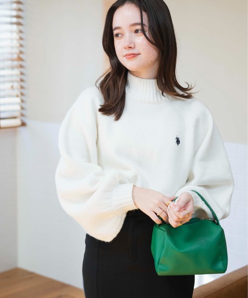 U.S. POLO ASSN.(ユーエスポロアッスン)の「∴WEGO/U.S. POLO ASSN. ハイネックセーター【WEB限定】(ニット/セーター・レディース・ブルー/ライトベージュ/杢グレー/オフホワイト・FREE)」の6枚目の写真