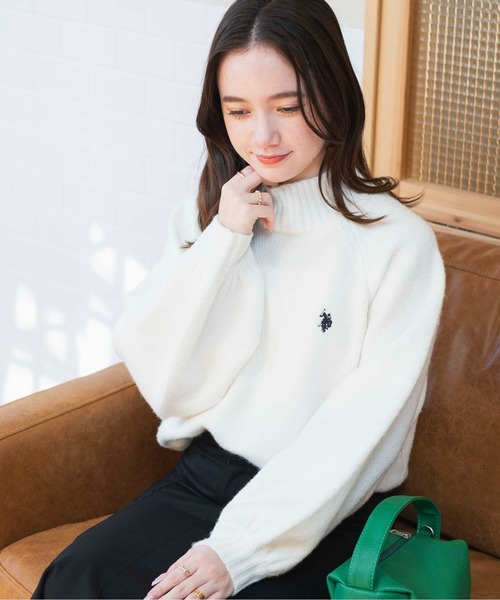 U.S. POLO ASSN.(ユーエスポロアッスン)の「∴WEGO/U.S. POLO ASSN. ハイネックセーター【WEB限定】(ニット/セーター・レディース・ブルー/ライトベージュ/杢グレー/オフホワイト・FREE)」の7枚目の写真