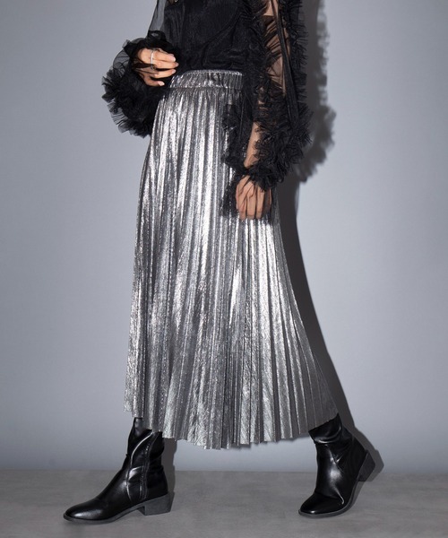 SETUP7（セットアップセブン）の「【SETUP7】シャイニーランダムプリーツロングスカート KNF037（スカート・レディース・シルバー/ゴールド・FREE）」の17枚目の写真