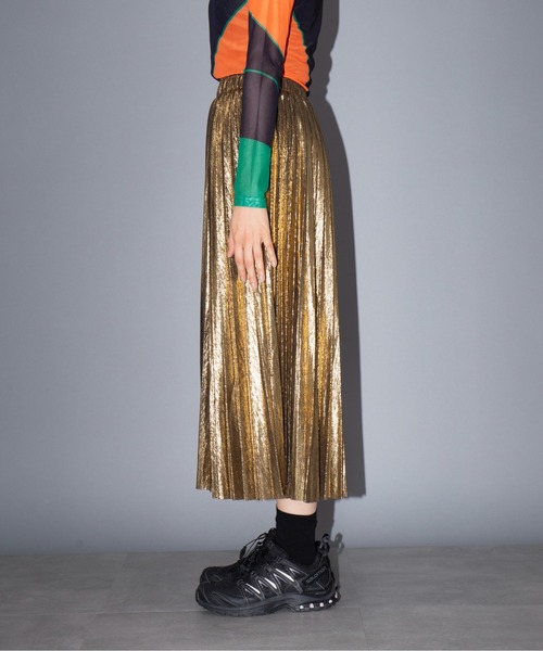 SETUP7（セットアップセブン）の「【SETUP7】シャイニーランダムプリーツロングスカート KNF037（スカート・レディース・シルバー/ゴールド・FREE）」の10枚目の写真