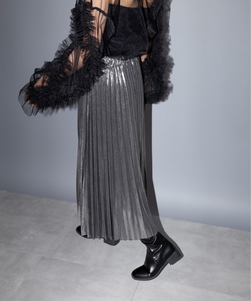 SETUP7（セットアップセブン）の「【SETUP7】シャイニーランダムプリーツロングスカート KNF037（スカート・レディース・シルバー/ゴールド・FREE）」の21枚目の写真