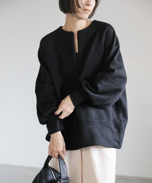 select MOCA(セレクトモカ)の「フロントジップ裏起毛プルオーバー(Tシャツ/カットソー・レディース・アイボリー/ブラック・FREE)」の10枚目の写真