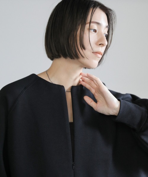 select MOCA(セレクトモカ)の「フロントジップ裏起毛プルオーバー(Tシャツ/カットソー・レディース・アイボリー/ブラック・FREE)」の7枚目の写真