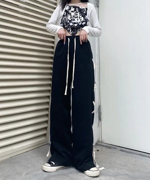 ルーズサイドレースカジュアルパンツ