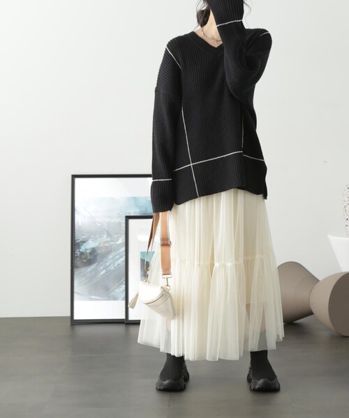 FREE'S MART（フリーズマート）の「◇ローティアードチュールスカート（スカート・レディース・ホワイト/ブラック/ブラウン・MEDIUM/SMALL）」の6枚目の写真