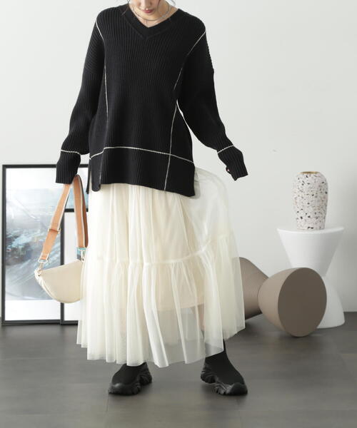 FREE'S MART（フリーズマート）の「◇ローティアードチュールスカート（スカート・レディース・ホワイト/ブラック/ブラウン・MEDIUM/SMALL）」の8枚目の写真