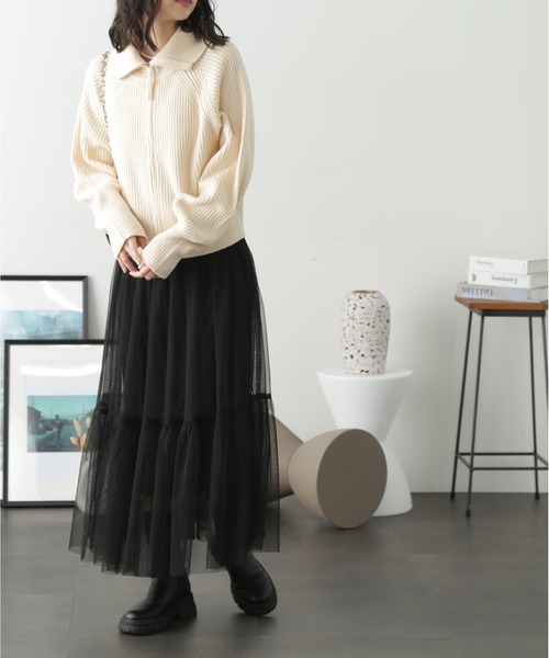 FREE'S MART（フリーズマート）の「◇ローティアードチュールスカート（スカート・レディース・ホワイト/ブラック/ブラウン・MEDIUM/SMALL）」の22枚目の写真