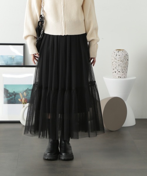 FREE'S MART（フリーズマート）の「◇ローティアードチュールスカート（スカート・レディース・ホワイト/ブラック/ブラウン・MEDIUM/SMALL）」の19枚目の写真