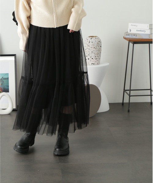 FREE'S MART（フリーズマート）の「◇ローティアードチュールスカート（スカート・レディース・ホワイト/ブラック/ブラウン・MEDIUM/SMALL）」の17枚目の写真