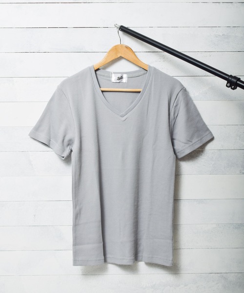 sunny branch(サニーブランチ)の「サーマル半袖VネックTシャツ(Tシャツ/カットソー・レディース・ホワイト/グレー/カーキ/サックスブルー/ネイビー/ブラック/ピンク・LARGE/MEDIUM/X-LARGE)」の9枚目の写真