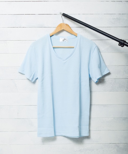sunny branch(サニーブランチ)の「サーマル半袖VネックTシャツ(Tシャツ/カットソー・レディース・ホワイト/グレー/カーキ/サックスブルー/ネイビー/ブラック/ピンク・LARGE/MEDIUM/X-LARGE)」の10枚目の写真