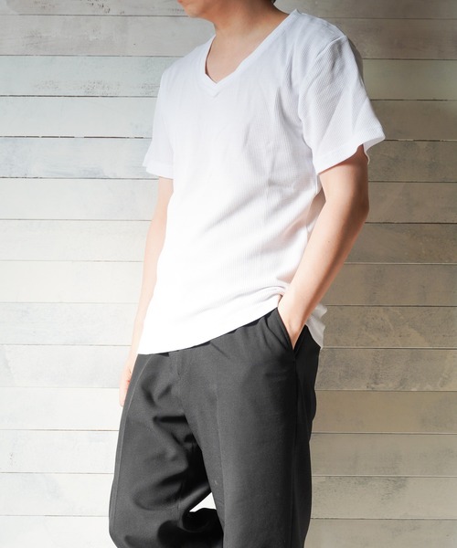 sunny branch(サニーブランチ)の「サーマル半袖VネックTシャツ(Tシャツ/カットソー・レディース・ホワイト/グレー/カーキ/サックスブルー/ネイビー/ブラック/ピンク・LARGE/MEDIUM/X-LARGE)」の20枚目の写真