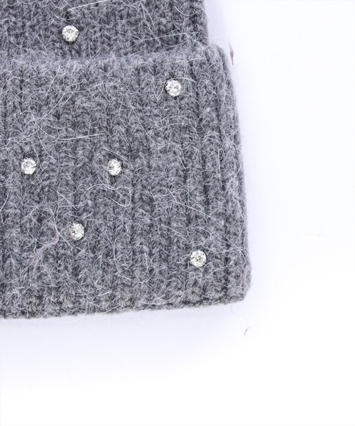 clear（クリア）の「ストーンモヘアニット帽（ニットキャップ/ビーニー・レディース・ブラック/グレー/アイボリー・F）」の8枚目の写真